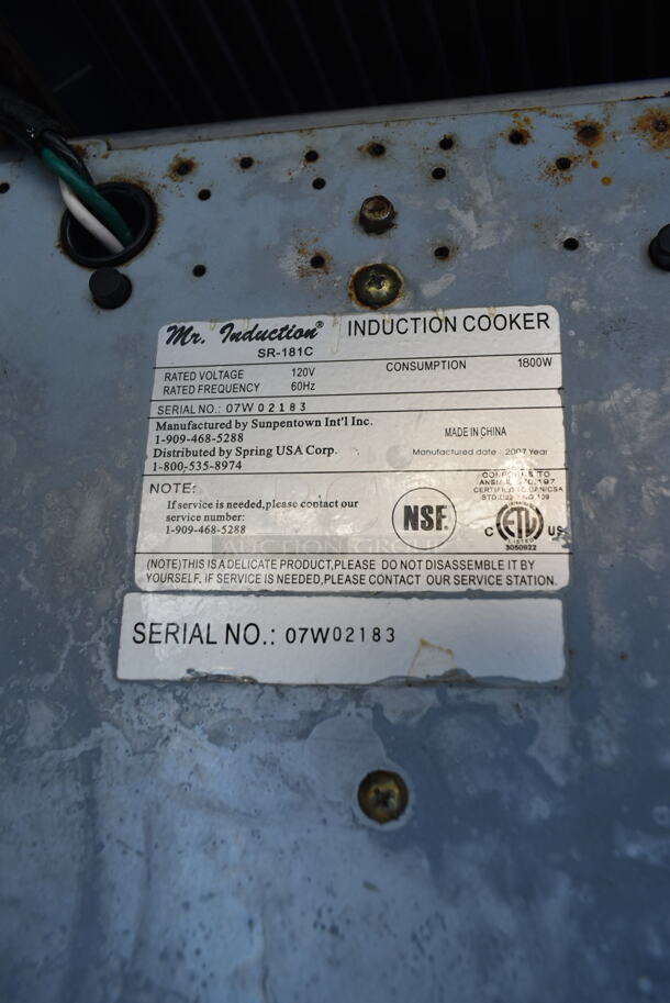 Mr Induction SR-181C Stainless Steel Commercial Countertop Electric Powered Single Burner Induction Range. 120 Volts, 1 Phase.  - Image 4 of 4