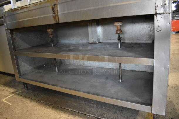 Stainless Steel Commercial 4 Well Gas Powered Steam Table w/ 2 Over Shelves and 2 Metal Under Shelves. 60x24x67 - Image 4 of 5