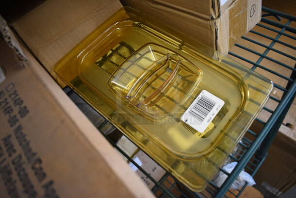 ALL ONE MONEY! Lot of 9 BRAND NEW IN BOX! Rubbermaid Amber Colored 1/4 Size Drop In Bin Lids - Image 2 of 3