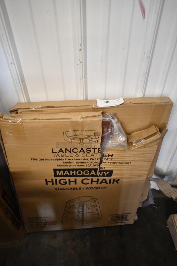 2 BRAND NEW SCRATCH AND DENT! Lancaster Table & Seating 164HIGHCKDMO Mahogany High Chair. 2 Times Your Bid! - Image 2 of 4