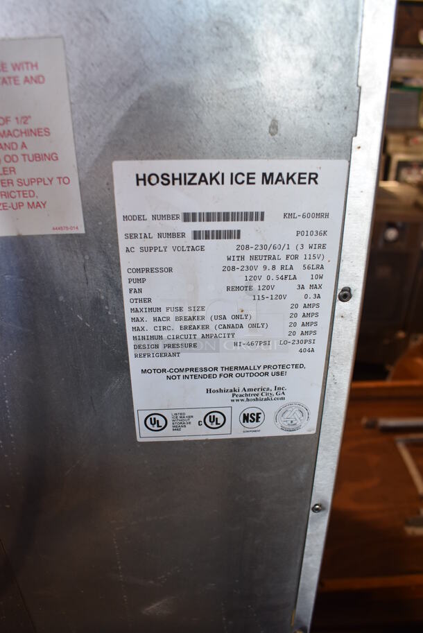 Hoshizaki KML-600MRH Stainless Steel Commercial Ice Head on Commercial Ice Bin. 208-230 Volts, 1 Phase. 31x33x60 - Image 5 of 5