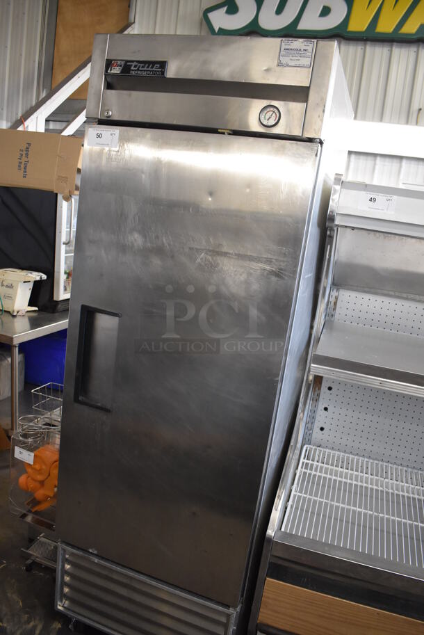 True T-23 Stainless Steel Commercial Single Door Reach In Cooler on Commercial Casters. 115 Volts, 1 Phase. 27x30x82. Tested and Powers On But Temps at 49 Degrees - Image 2 of 5