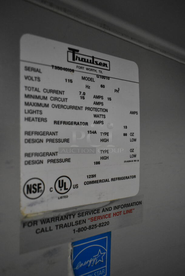Traulsen G10010 ENERGY STAR Stainless Steel Commercial Single Door Reach In Cooler w/ Poly Coated Racks on Commercial Casters. 115 Volts, 1 Phase. Tested and Working! - Image 4 of 4