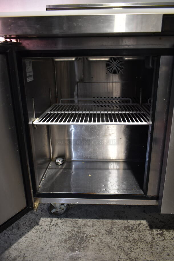 2020 Atosa MSF8302GR Stainless Steel Commercial Sandwich Salad Prep Table Bain Marie Mega Top w/ 12 Stainless Steel 1/6 Size Drop In Bins on Commercial Casters. 115 Volts, 1 Phase. Tested and Working! - Image 5 of 7