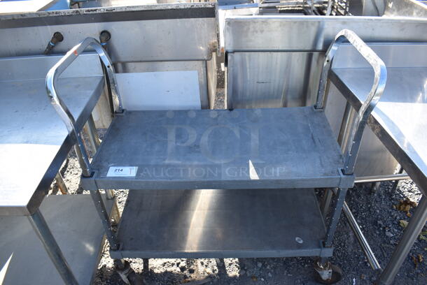 Metal and Poly 2 Tier Cart on Commercial Casters. 39x19x42
