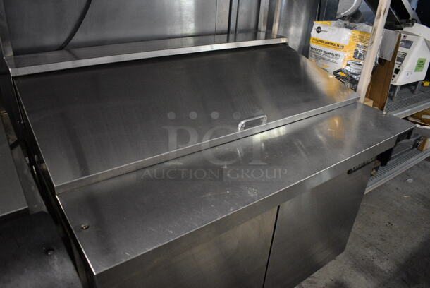 Continental Model SW48-18M Stainless Steel Commercial Sandwich Salad Prep Table Bain Marie Mega Top Bain Marie w/ 2 Over Shelves on Commercial Casters. 115 Volts, 1 Phase. 48x36x71. Tested and Powers On But Temps at 60 Degrees - Image 3 of 7