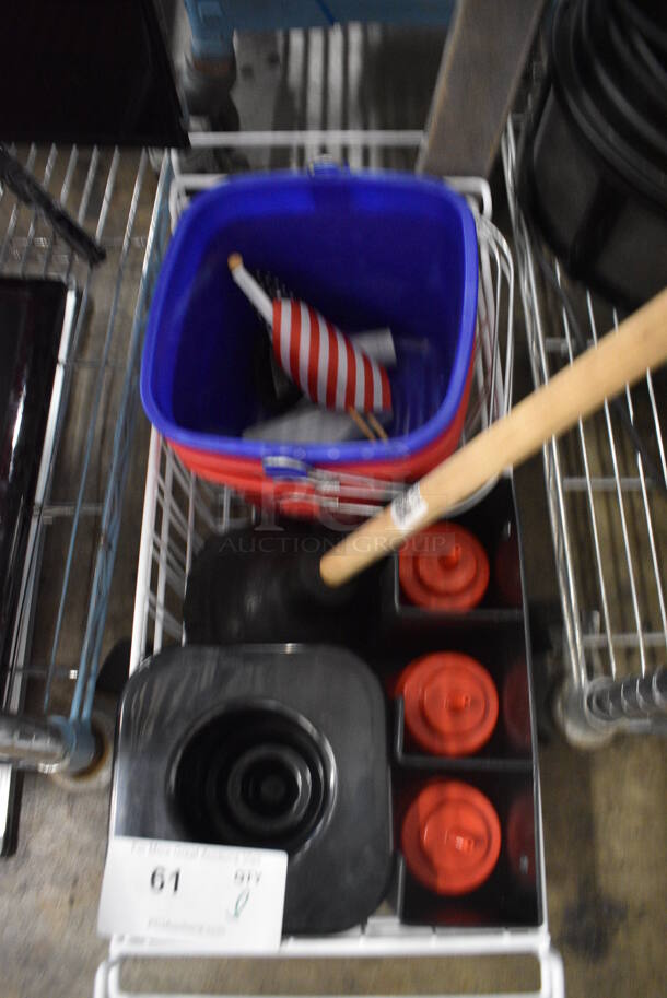 ALL ONE MONEY! Lot of 2 White Baskets w/ 3 Poly Bins and Condiment Bottles! - Image 2 of 4
