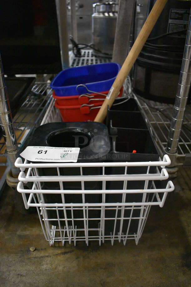ALL ONE MONEY! Lot of 2 White Baskets w/ 3 Poly Bins and Condiment Bottles! - Image 3 of 4