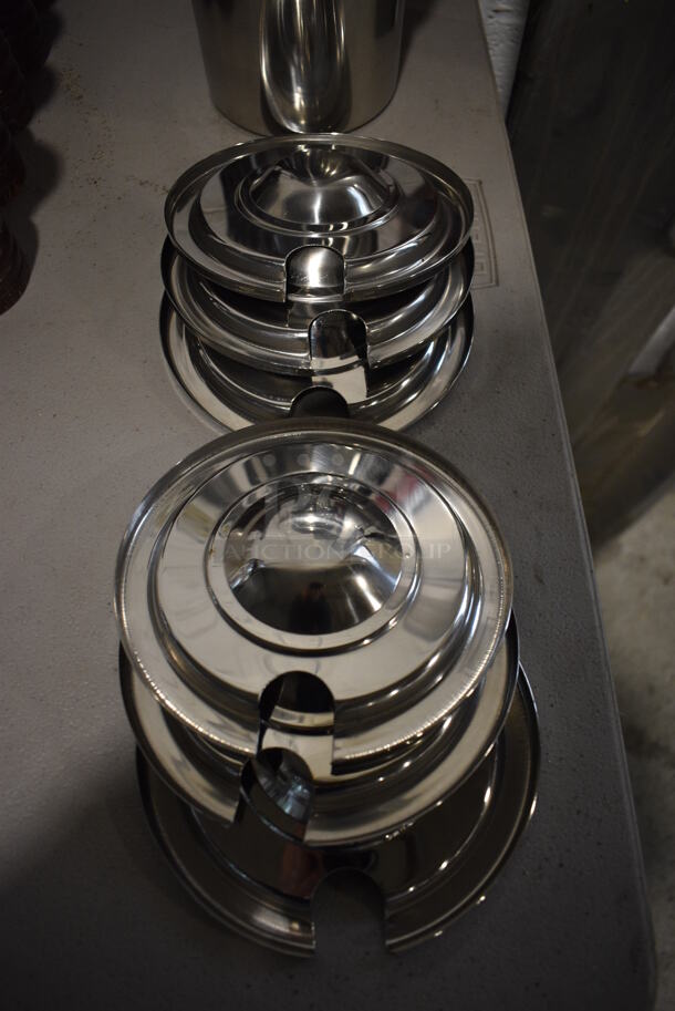6 Stainless Steel Cylindrical Bins and 6 Lids. 5.75x5.75x8, 5.75x5.75x1. 6 Times Your Bid! - Image 2 of 3