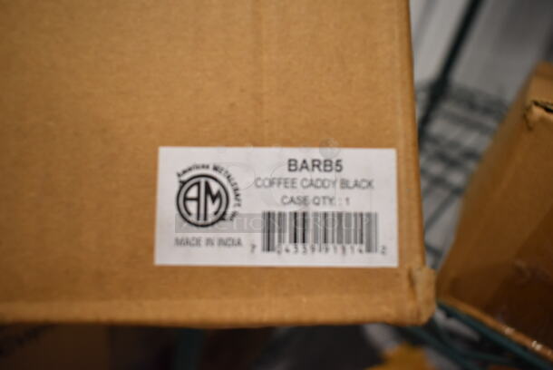 ALL ONE MONEY! Lot of 5 BRAND NEW Items Including 3 American Metalcraft BARB5 Matte Black Finish Stainless Steel Bar / Coffee Caddy - 8" x 4" x 4", Stand and Round Racks - Image 5 of 7