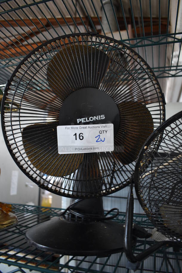 2 Black Metal Countertop Fans. 14x9x16, 12x6x11. 2 Times Your Bid! - Image 2 of 3