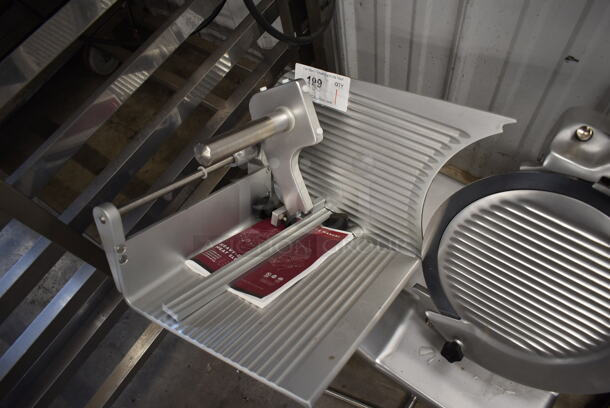 BRAND NEW SCRATCH AND DENT! Estella 348SLM12 Stainless Steel Commercial Countertop Meat Slicer w/ Blade Sharpener. 120 Volts, 1 Phase. Tested and Working! - Image 3 of 7