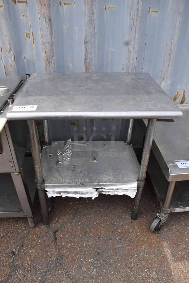 Commercial Stainless Steel Work Table With Galvanized Legs and Undershelf.