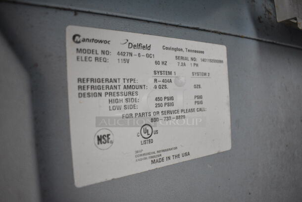 2014 Delfield 4427N-6-GC1 Stainless Steel Commercial Sandwich Salad Prep Table Bain Marie Mega Top. 115 Volts, 1 Phase. Tested and Powers On But Does Not Get Cold - Image 4 of 4