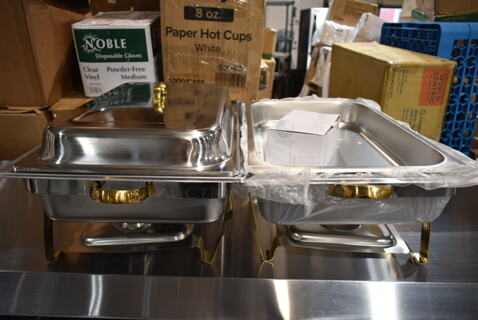 2 BRAND NEW SCRATCH AND DENT! Stainless Steel Commercial Countertop Chafer w/ Drop Ins and 1 Lid. 2 Times Your Bid!