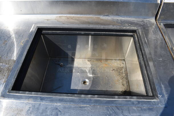 Stainless Steel Commercial Table w/ Ice Bin, Back Splash and Under Shelf. 1 Caster Needs To Be Reattached. 72x29x42 - Image 2 of 5