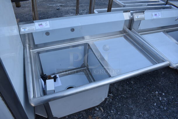 BRAND NEW SCRATCH AND DENT! Steelton 522CS1181818RT Stainless Steel Commercial Single Bay Sink w/ Right Side Drain Board. No Legs. 39x24x23. Bay 18x18x12. Drain Board 16x20x1 - Image 2 of 5