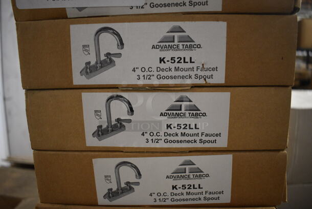 4 BRAND NEW IN BOX! Advance Tabco K-52LL Stainless Steel Faucet w/ Handles. 4 Times Your Bid!
