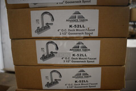 5 BRAND NEW IN BOX! Advance Tabco K-52LL Stainless Steel Faucet w/ Handles. 5 Times Your Bid!