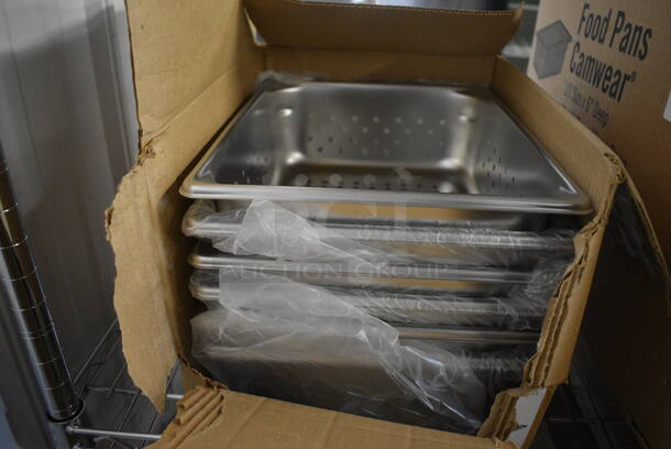 6 BRAND NEW IN BOX! Vollrath Stainless Steel 1/2 Size Perforated Drop In Bins! 1/2x4. 6 Times Your Bid!