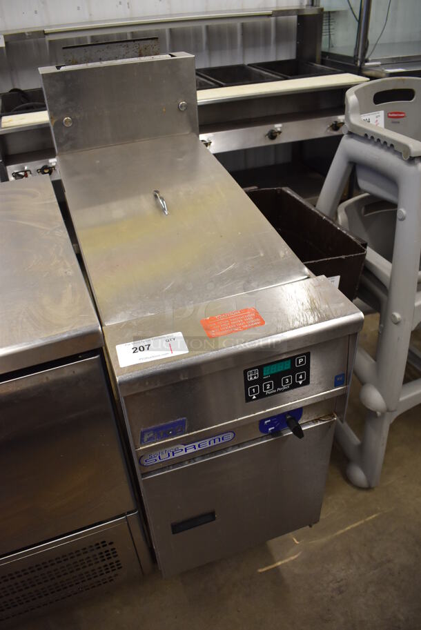 2020 Pitco Frialator SSPG14 Solstice Supreme Stainless Steel Commercial Floor Style Natural Gas Powered Pasta Cooker w/ Metal Bin and Lid. 60,000 BTU. 15.5x36x49 - Image 3 of 7