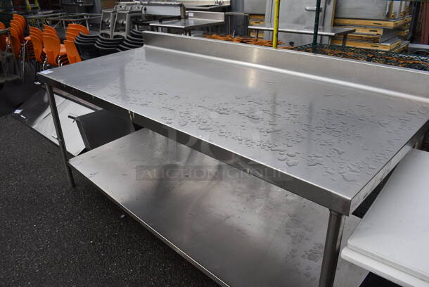 Stainless Steel Table w/ Back Splash and Under Shelf. 84x36x41 - Image 5 of 5