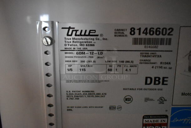 2015 True GDM-12-LD ENERGY STAR Metal Commercial Single Door Reach In Cooler Merchandiser. 115 Volts, 1 Phase. Tested and Powers On But Does Not Get Cold - Image 3 of 3