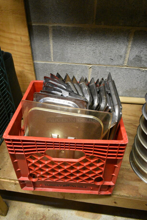 ALL ONE MONEY! Lot of Various Items Including Stainless Steel Cylindrical Drop In Bins, Stainless Steel Drop In Bin Lids, Metal Stock Pot. (basement)  - Image 6 of 7