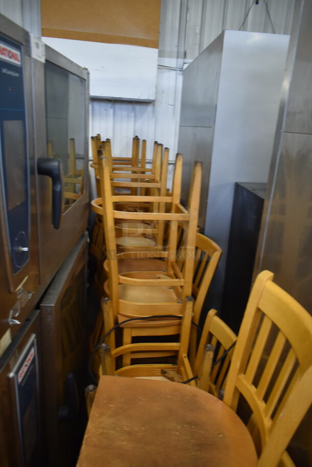22 Wood Pattern Bar Height Chairs w/ Vertical Back Rest Bars. 22 Times Your Bid! - Image 3 of 5