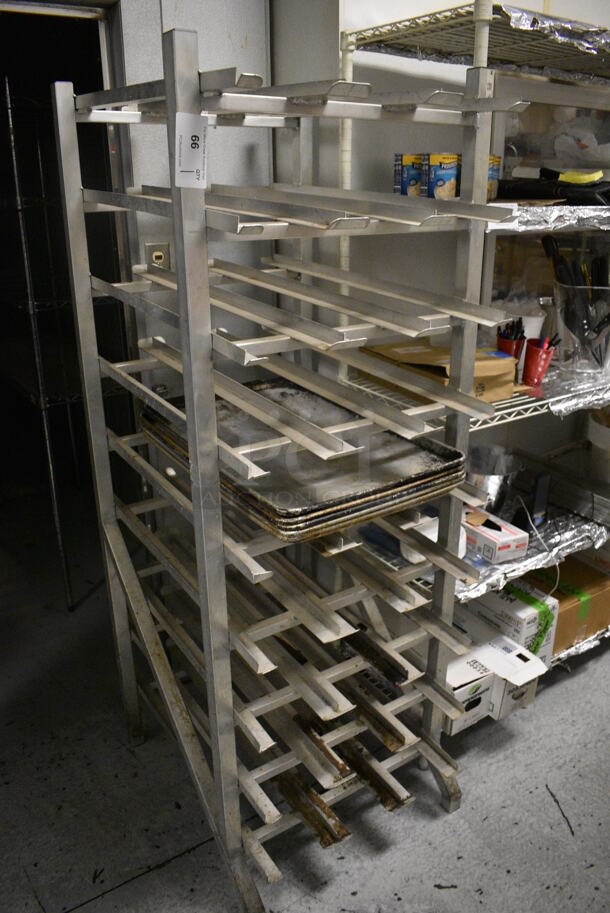 Metal Commercial #10 Can Rack w/ 5 Metal Full Size Baking Pans. 25.5x34x69. (kitchen)