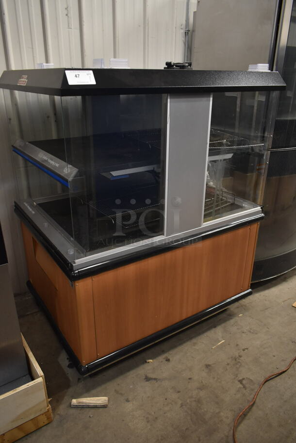 Custom Deli's Inc Metal Commercial 2 Tier Warming Display Case on Commercial Casters. 120-208 Volts, 1 Phase.