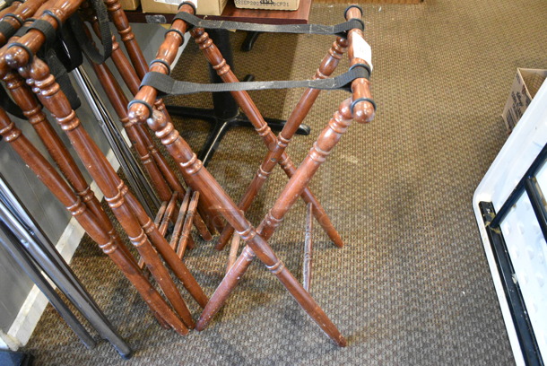 5 Folding Serving Tray Stands Including 3 Wooden and 2 Metal. 5 Times Your Bid! (main dining room) - Image 2 of 2