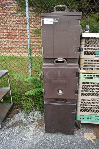 3 Brown Poly Insulated Food Catering Carrying Cases Including Cambro and Carlisle. 3 Times Your Bid!