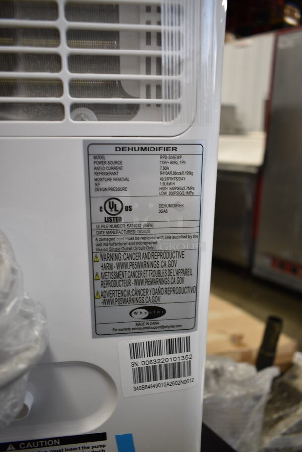 BRAND NEW SCRATCH AND DENT! Whynter Energy Star RPD-506EWP 50 Pint High Capacity Portable Dehumidifier with Pump up to 4000 sq ft. 115 Volts, 1 Phase. Tested and Working! - Image 9 of 9