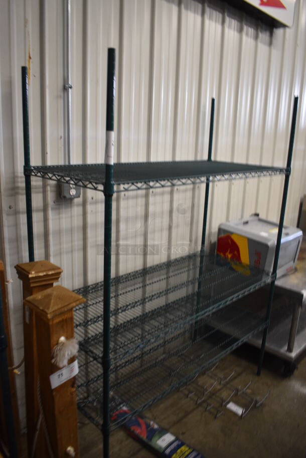 Green Finish 3 Tier Shelving Unit. BUYER MUST DISMANTLE. PCI CANNOT DISMANTLE FOR SHIPPING. PLEASE CONSIDER FREIGHT CHARGES. 54x24x73 - Image 1 of 3