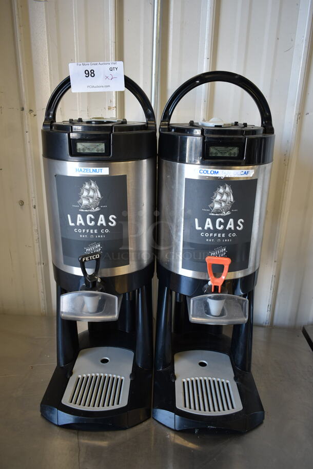 2 Fetco L4D-15 Stainless steel and Poly Beverage Holder Dispensers w/ Drip Trays. 2 Times Your Bid! - Image 1 of 6