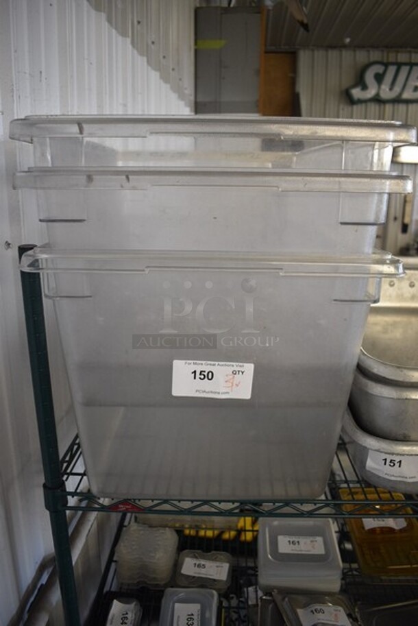 3 Various Clear Poly Bins. 18x26x14 & 18x26x12. 3 Times Your Bid! - Image 1 of 3
