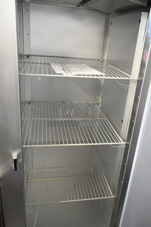 BRAND NEW! 2023 Traulsen G10010 Stainless Steel Commercial Single Door Reach In Cooler w/ Poly Coated Racks on Commercial Casters. 115 Volts, 1 Phase. Tested and Working! - Image 2 of 5