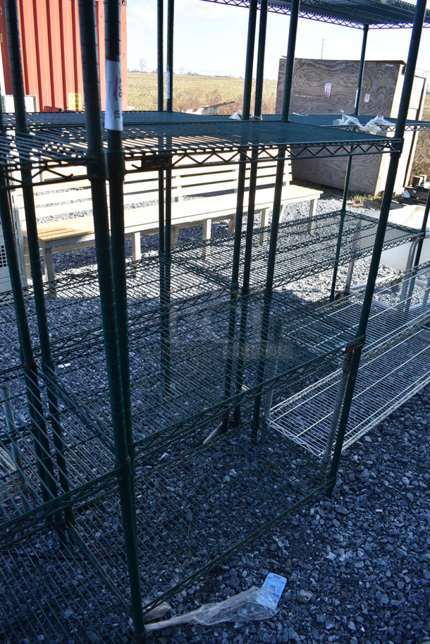 Eagle Green Finish 4 Tier Wire Shelving Unit. BUYER MUST DISMANTLE. PCI CANNOT DISMANTLE FOR SHIPPING. PLEASE CONSIDER FREIGHT CHARGES. 36x18x74 - Image 4 of 4