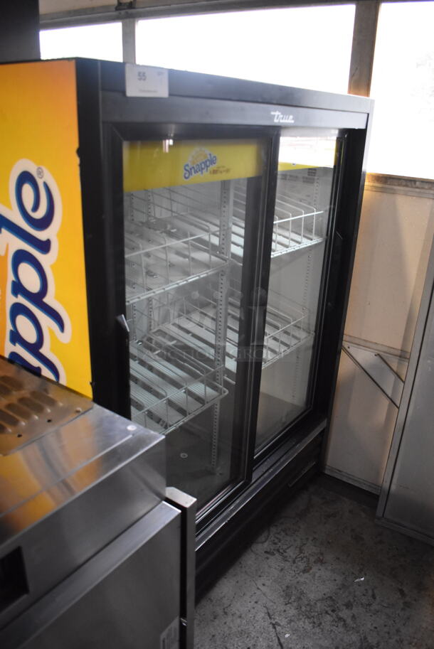 2017 True GDM-418L-60-HC-LD Commercial Snapple 2 Sliding Door Reach In Cooler In Black With Polycoated Racks. 115V/1 Phase. Tested And Working - Image 2 of 7