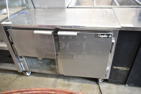 Leader LB48 S/C Stainless Steel Commercial 2 Door Undercounter Cooler on Commercial Casters. 115 Volts, 1 Phase. Tested and Working!
