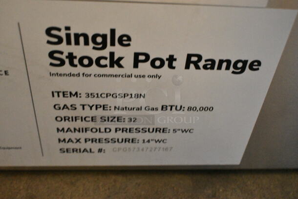 BRAND NEW SCRATCH AND DENT! Cooking Performance Group CPG 351CPGSP18N Stainless Steel Natural Gas Stock Pot Range. 80,000 BTU - Image 6 of 6