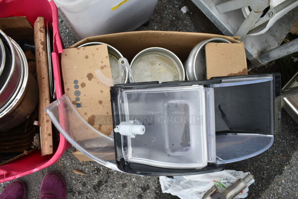 ALL ONE MONEY! Lot of Stainless Steel Table, Metal Full Size Baking Pans, Stainless Steel Cylindrical Bins, Round Baking Pans.  - Image 5 of 5