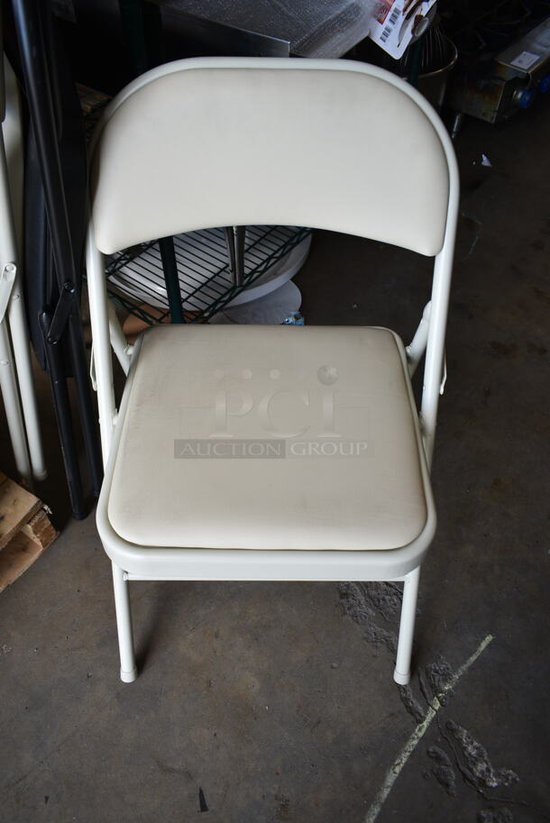 3 Folding Chairs; 2 Beige and 1 Black. 3 Times Your Bid! - Image 3 of 5