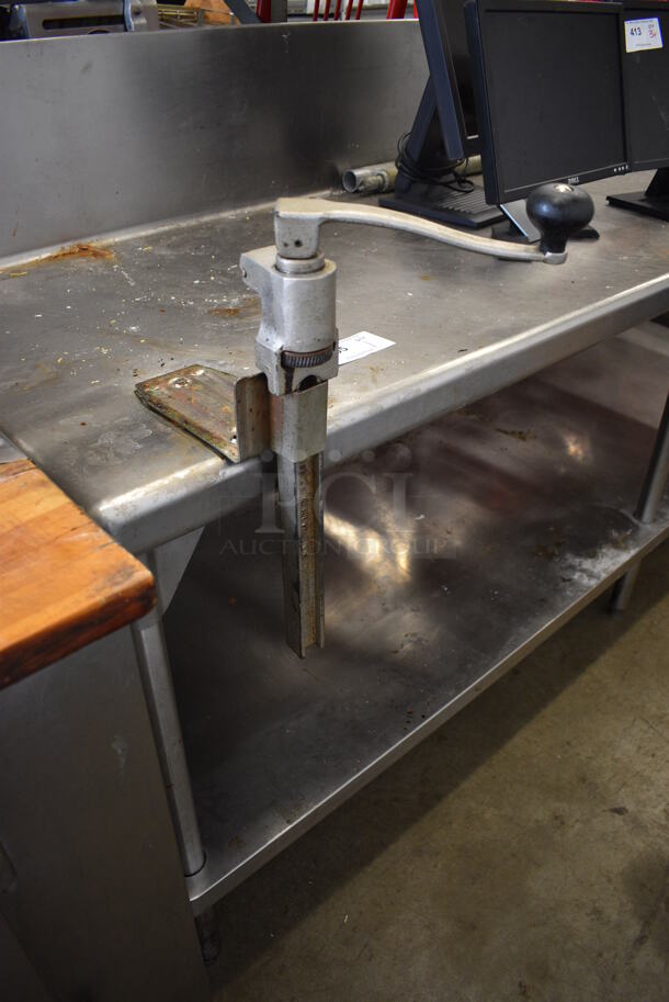 Stainless Steel Commercial Table w/ Mounted Commercial Can Opener, Under Shelf and Back Splash. 92.5x30.5x46 - Image 2 of 6