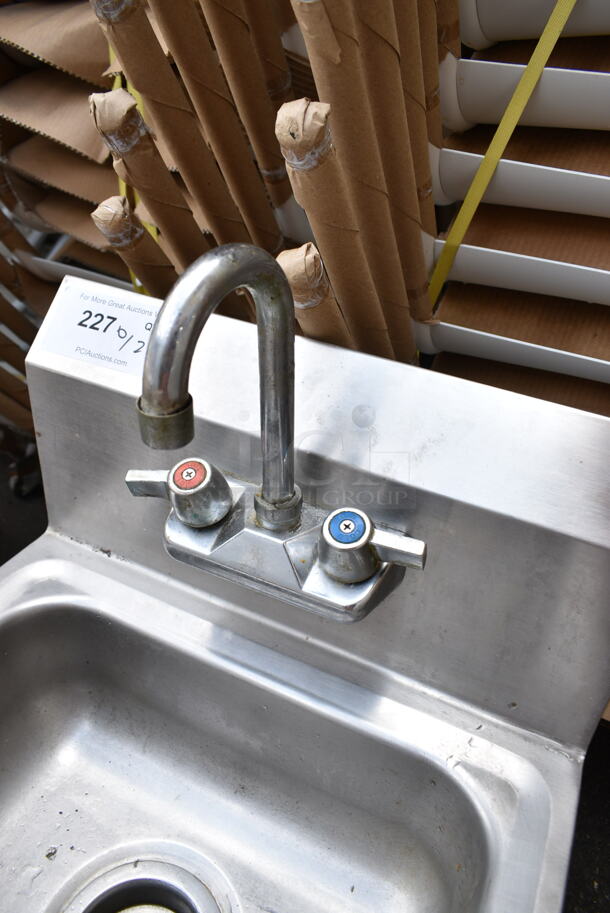 Stainless Steel Commercial Single Bay Wall Mount Sink w/ Faucet and Handles.  - Image 4 of 4