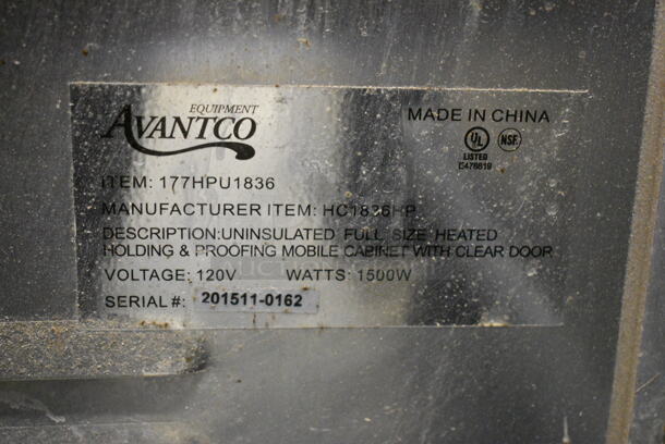 Avantco 177HPU1836 Metal Commercial Heated Holding Cabinet on Commercial Casters. 120 Volts, 1 Phase. Tested and Working! - Image 7 of 7