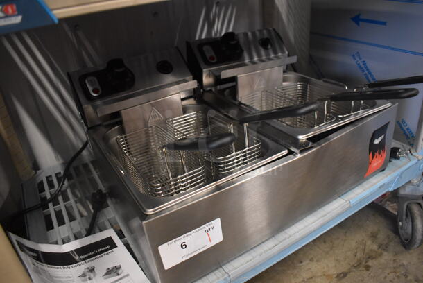 BRAND NEW! Vollrath FFA 8020 Stainless Steel Commercial Countertop Electric Powered 2 Bay Fryer w/ 4 Metal Baskets. 220 Volts. 23x19x12. Tested and Working! - Image 2 of 7