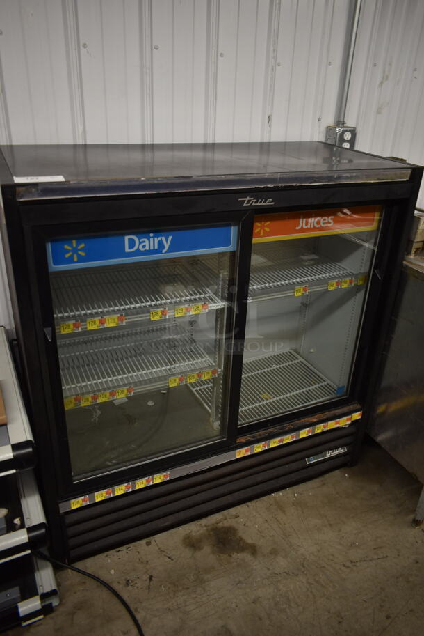 2019 True GDM-41SL-48-HC-LD Metal Commercial 2 Door Reach In Cooler Merchandiser w/ Poly Coated Racks. 115 Volts, 1 Phase. Tested and Working!