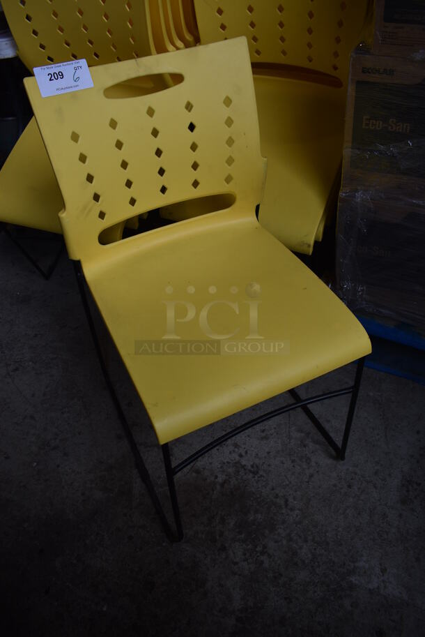 4 Yellow Poly Chairs on Metal Legs. Stock Picture - Cosmetic Condition May Vary. 17x19x33. 4 Times Your Bid! - Image 3 of 5